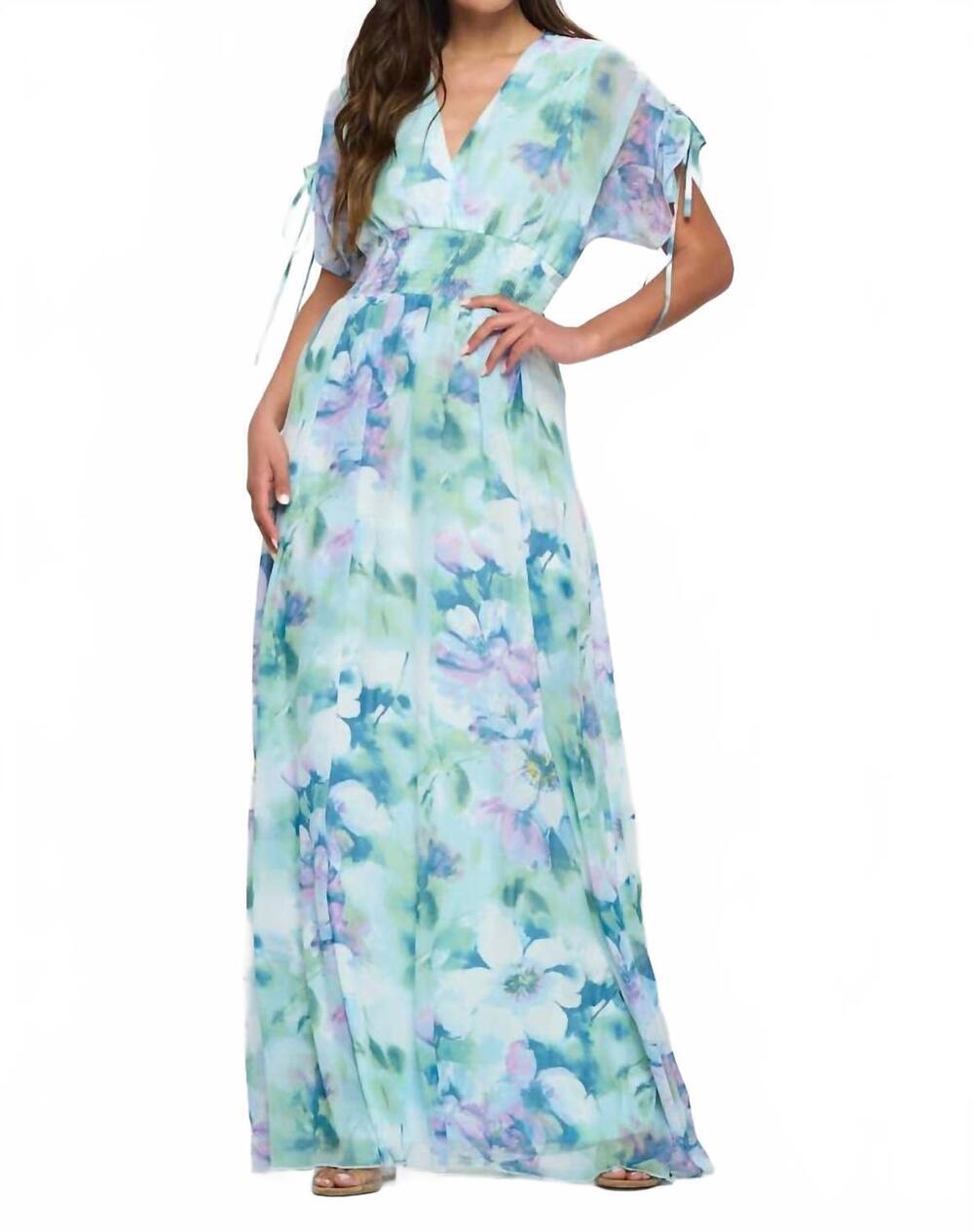 NEW RICARICA floral chiffon dress in blue multi